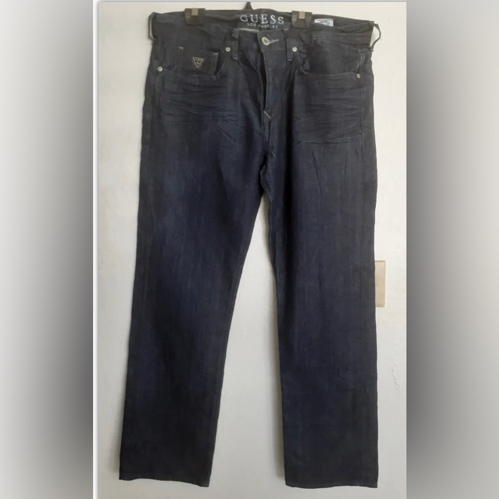 Guess Lincoln slim straight jeans for men. Size: 36 × 32. Blue.